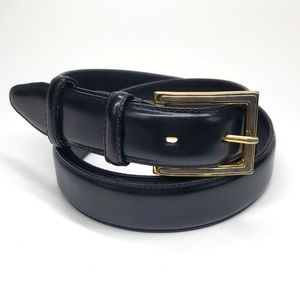 Perry Ellis Black Full Grain Cow Hide Leather Belt 42 EUC